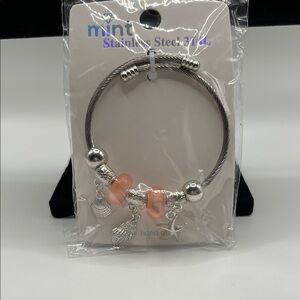 Mint‎ Silver Seashell Charm Bracelet with Coral Accents